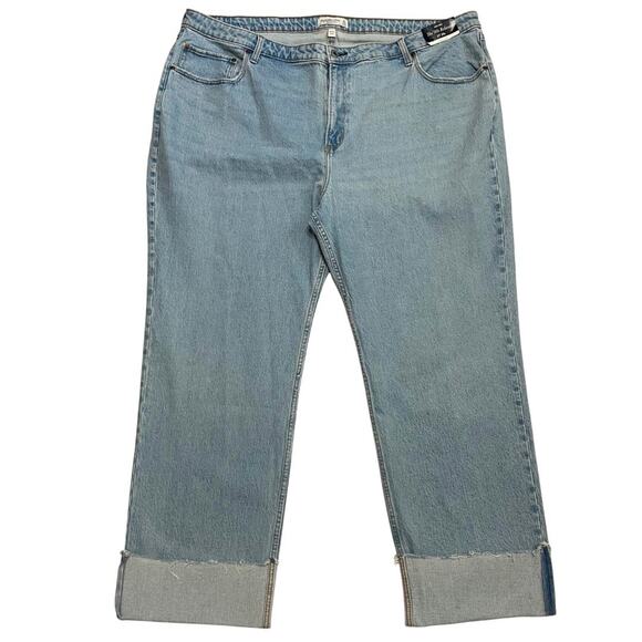 Abercrombie & Fitch The 90s Relaxed Jeans Plus Size 37/24L Light Wash Cuffed NEW - Picture 1 of 11